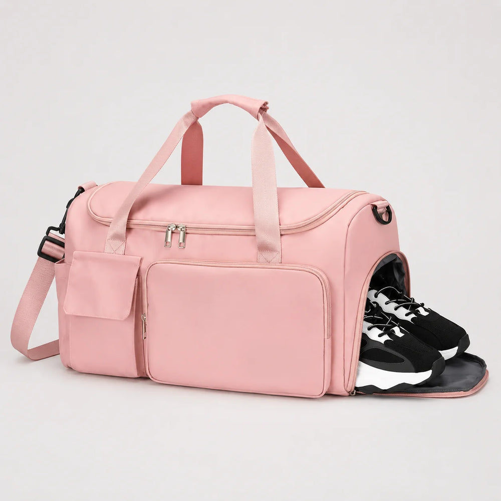 Rosa sports- og weekendbag med skorom