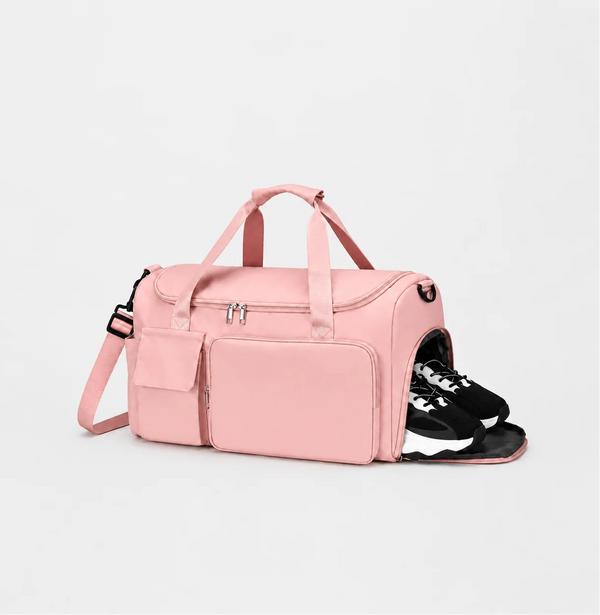 Rosa sports- og weekendbag med skorom