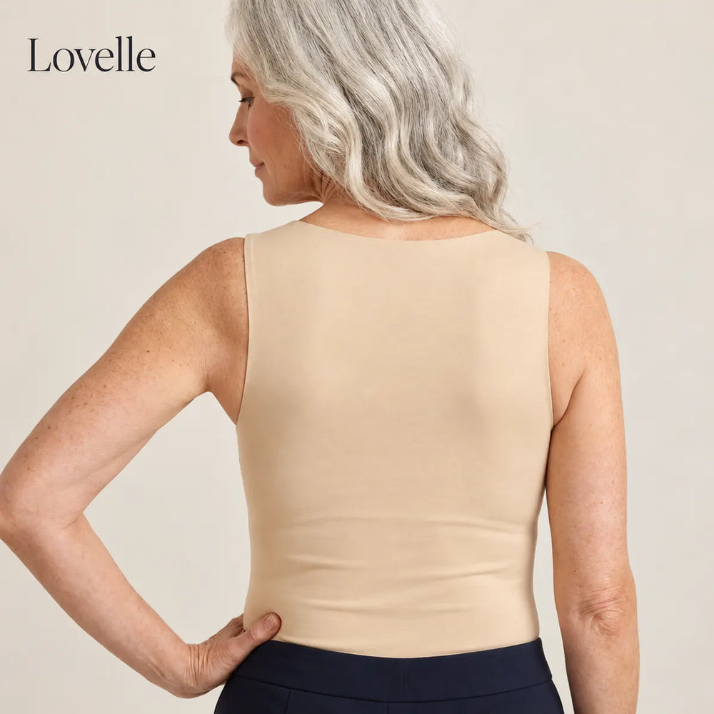 Lovelle Ease singlet med innebygd BH i nude bakfra – glatt rygg uten BH-bånd eller valker