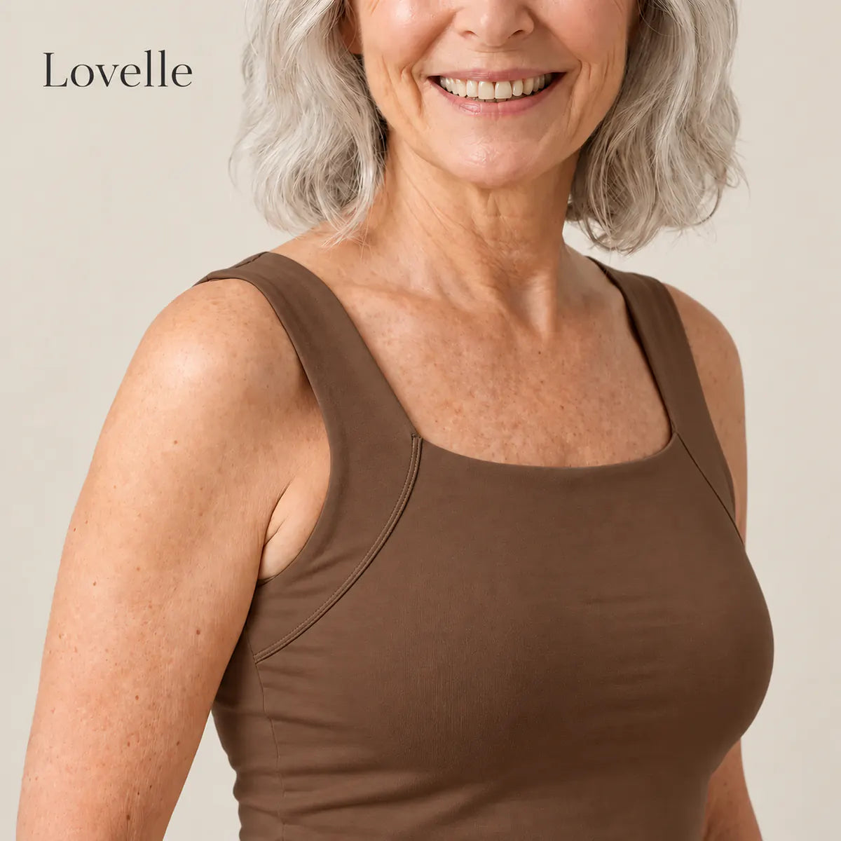 Lovelle Ease singlet med innebygd BH i Kaffe